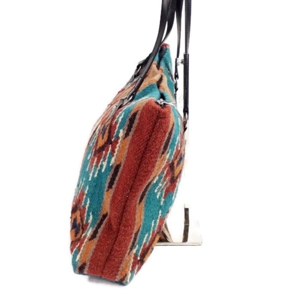 Artisan Multicolor Handwoven Wool Blend Modern Southwest Zapotec Print Purse - Picture 3 of 10